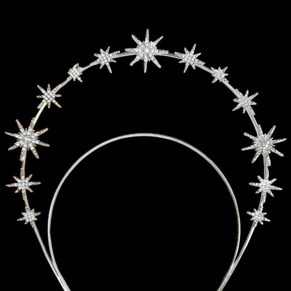 Silver Halo Crown, Goddess Headpiece, Star Halo Crown, Costume Tiara Crown - Picture 7 of 7